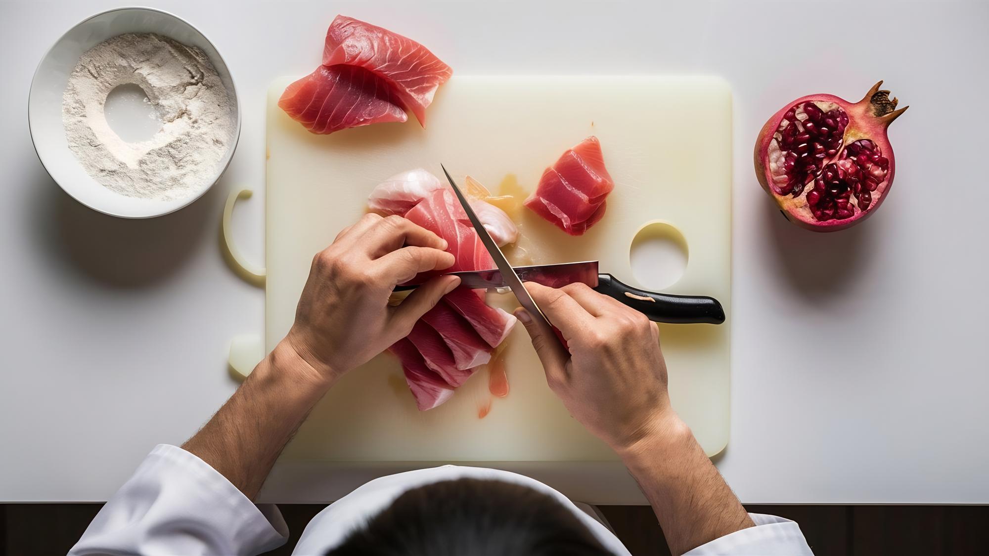 in-studio instructor demonstrating a slicing technique